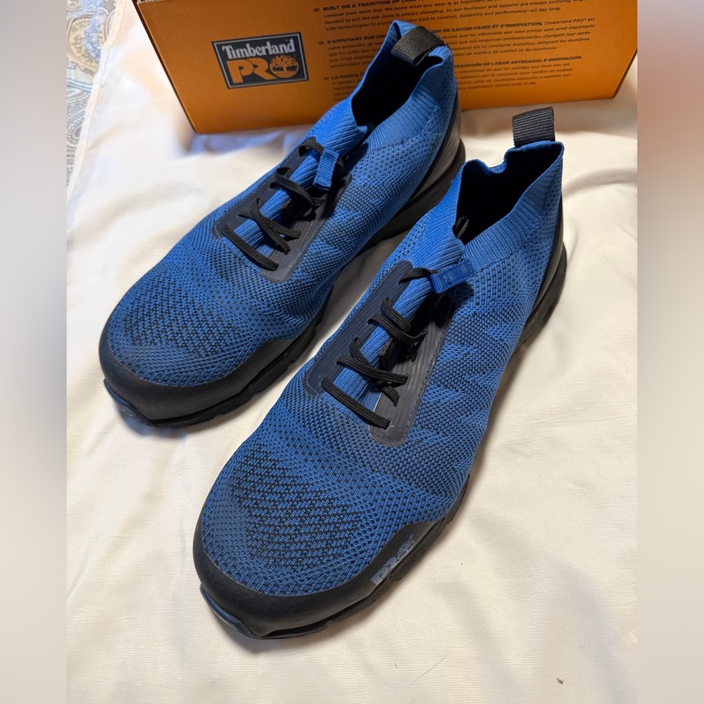 Timberland PRO Orange and Black Radius Knit Slip-On Shoe Box